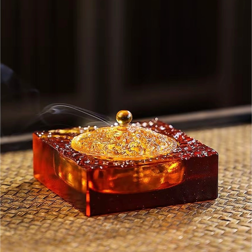 Ancient Style Handcrafted Crystal Glass Incense Burner